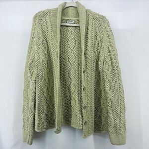 Tommy Bahama Women Size Medium Sage Cable Knit Shawl Collar Cardigan Sweater
